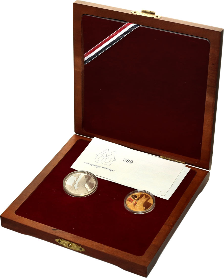 Medal złoto + platyna Jan Paweł II Papież Polak 1987 zestaw 2 sztuk -